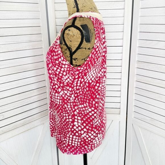 Anthropologie C. Keer Swoop Rope Collar Tank Top Red Medium Dot Print - Picture 2 of 11